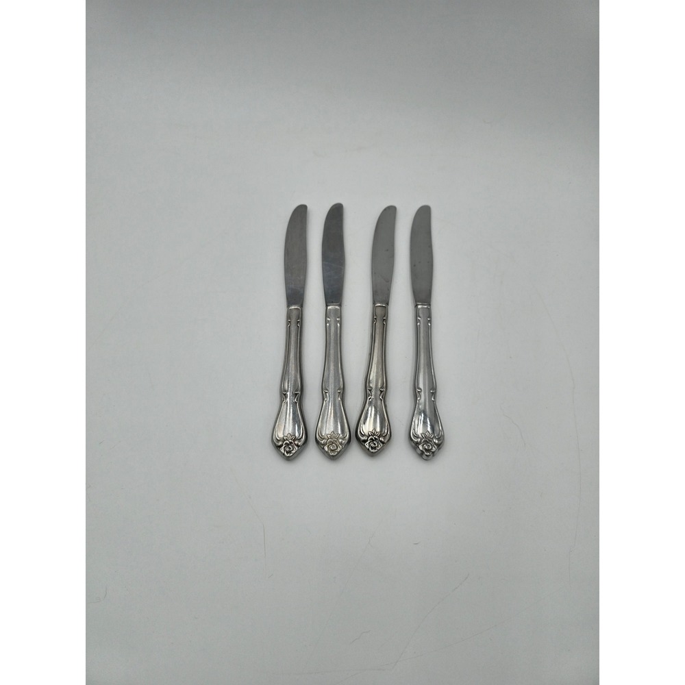 Oneida True Rose Arbor Rose dinner knives Set of 4 Rogers vintage flatware